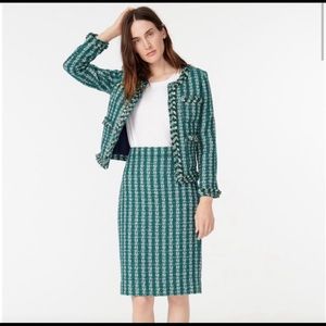 J. Crew Emerald Tweed No. 2 Pencil Skirt